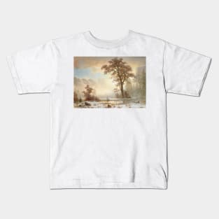 Valley of the Yosemite - First Snowfall of the Year by Albert Bierstadt Kids T-Shirt